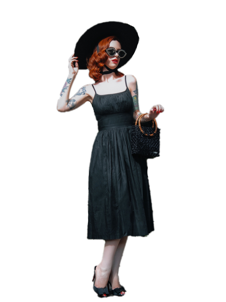 RTS - Grace Dress in Raven Black Cotton