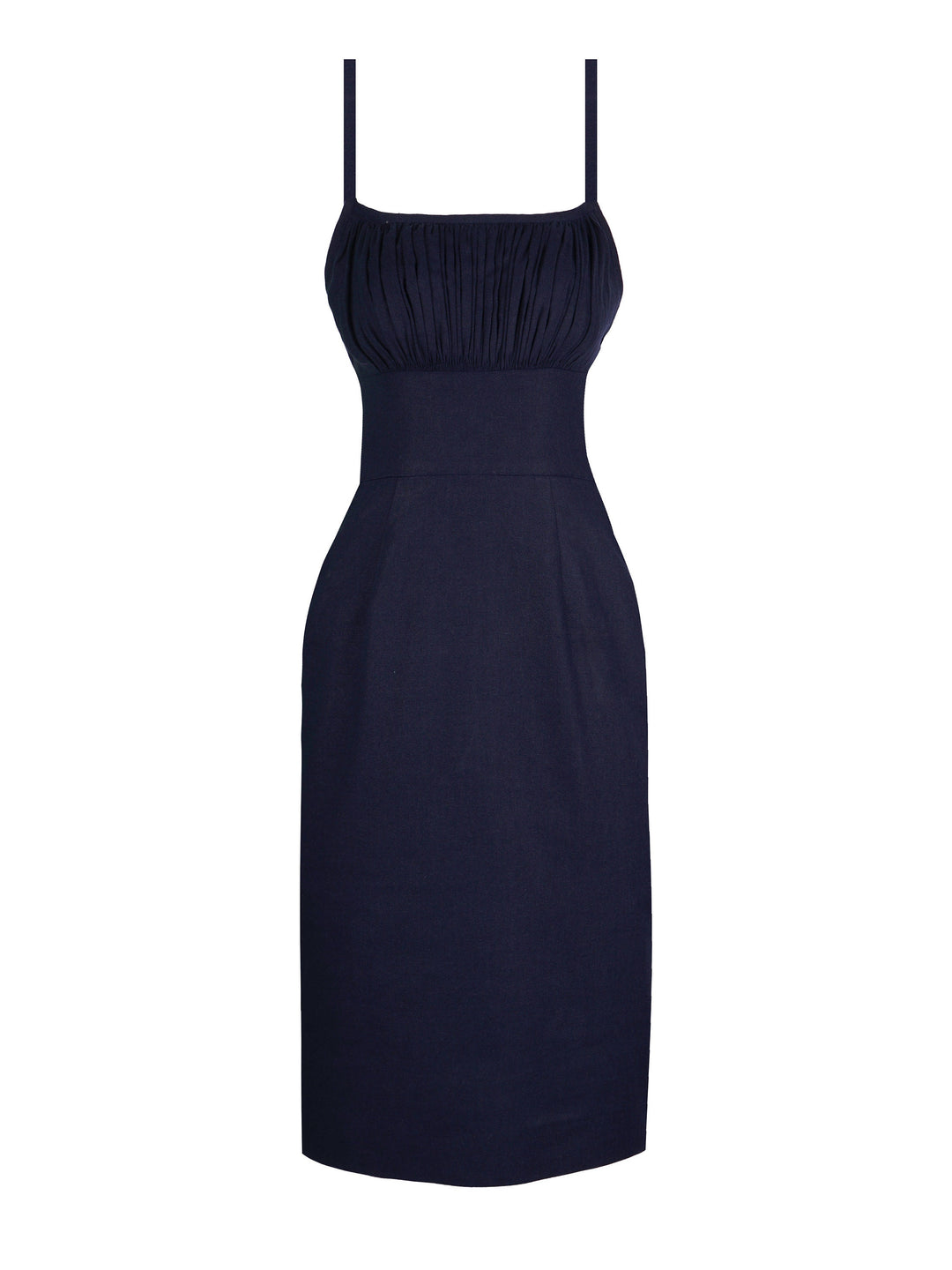 MTO - Bettie Dress in Indigo Blue Linen