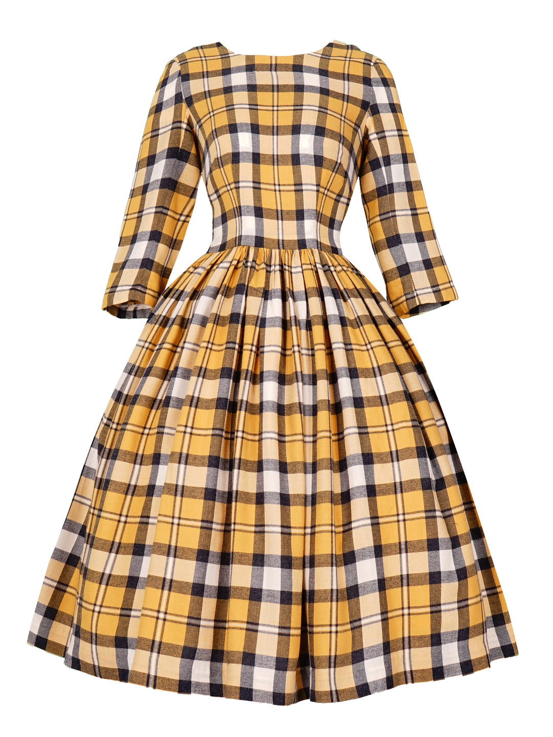 RTS - Size S - Marianne Dress in Yellow "Clash of the Tartans" Checkered Plaid