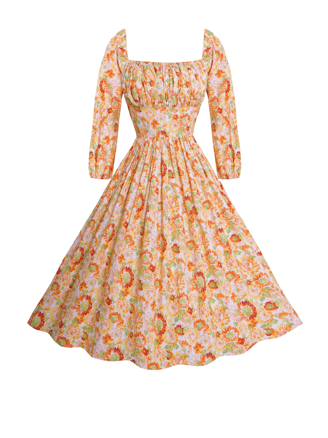 MTO - Sydney Dress in Orange "Sun Flora"