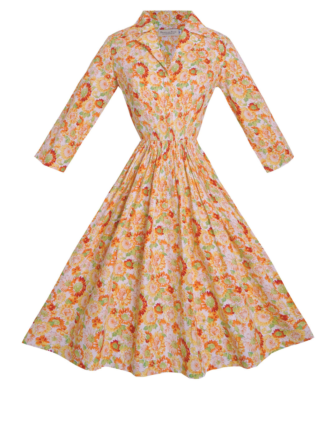 MTO - Natalie Dress Orange "Sun Flora"