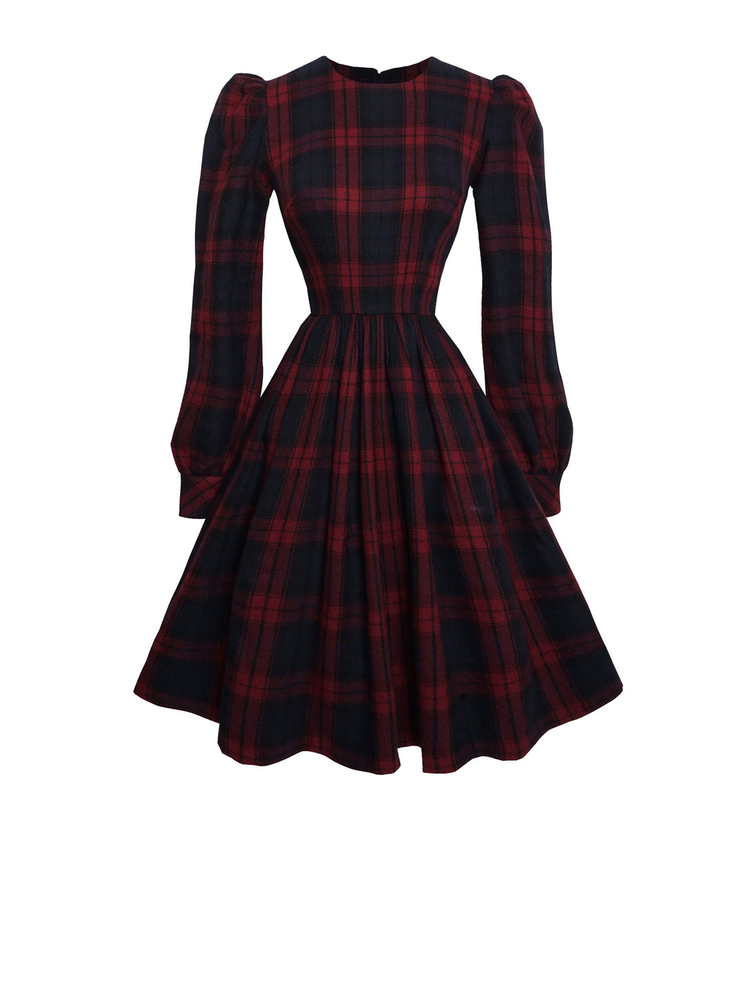 RTS - Size XS - Agnes Dress "Cambridge Plaid" Dark Red Tweed