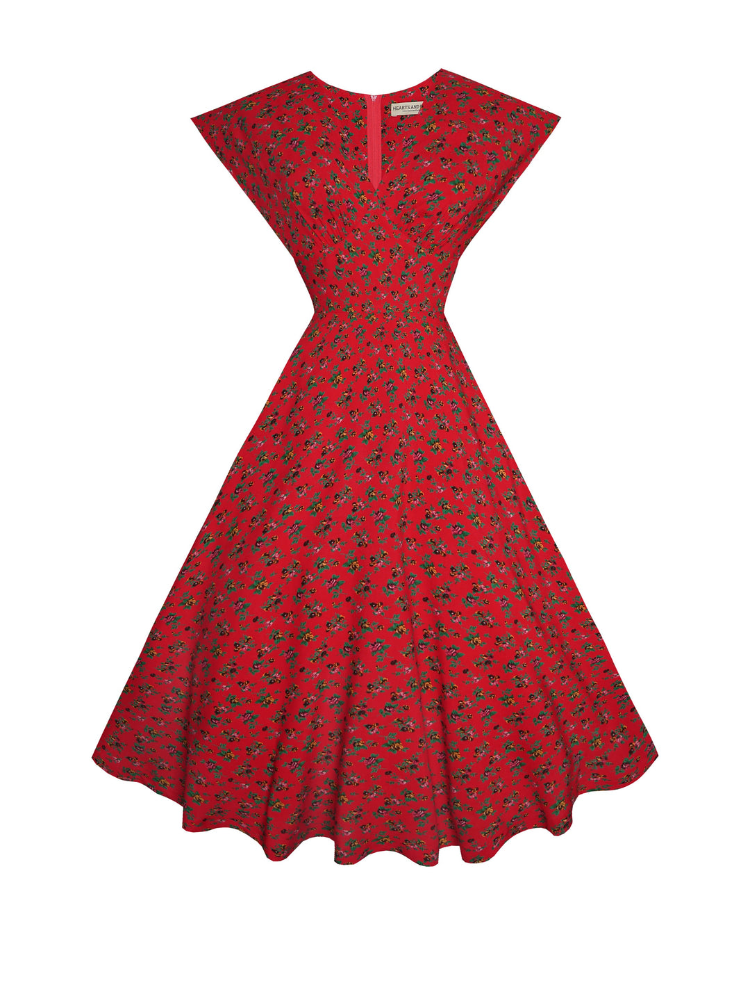 MTO - Kennedy Dress in Rayon Red "Rustic Country Roses"